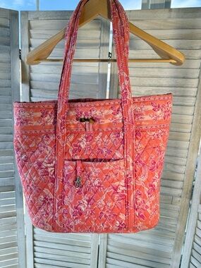 Vera Bradley Coral Pink Floral Quilted Tote